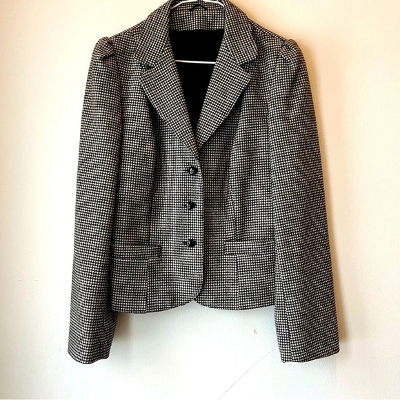 Vintage Wool Houndstooth Blazer British Wool Dark Academia Preppy women’s Size 8 - Picture 1 of 16